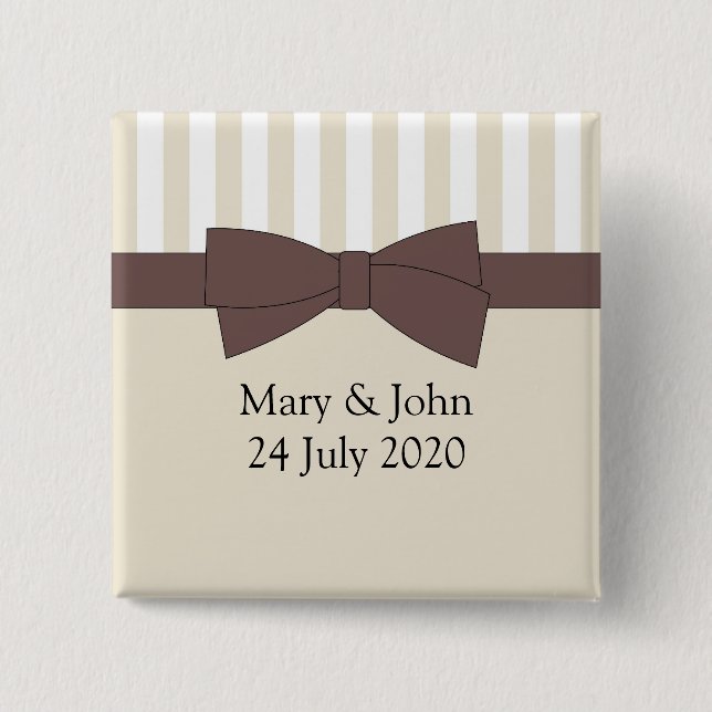 Macaron Carré 5 Cm Bow et stripes. Personnaliser du texte (Devant)