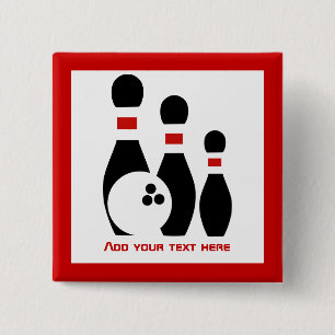 Macaron Carré 5 Cm Bowling ball and pins black red