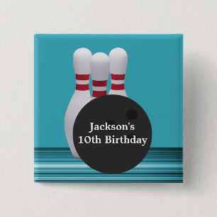Macaron Carré 5 Cm Bowling Birthday Party Button