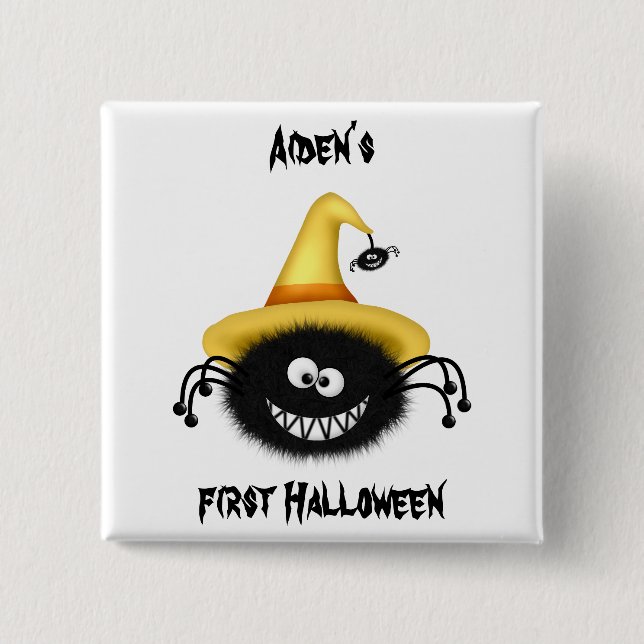 Macaron Carré 5 Cm Broche à araignée (Devant)