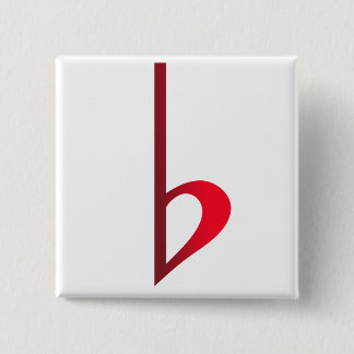 Macaron Carré 5 Cm Broche (Botton) Bemol Vermelho