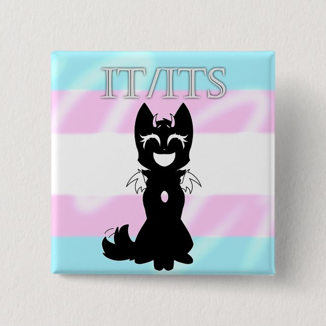 Macaron Carré 5 Cm Broche Trans Hybride (It/Her) (Devant)