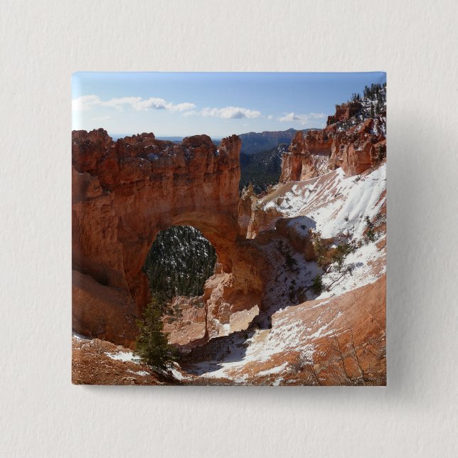 Macaron Carré 5 Cm Bryce Canyon Pont naturel Paysage neigeux Photo (Devant)