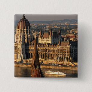 Macaron Carré 5 Cm Budapest, Hongrie, Rivière Danube, Parlement