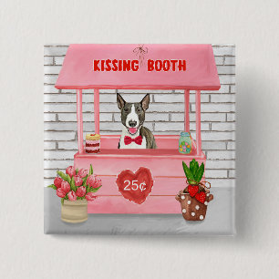 Macaron Carré 5 Cm Bull Terrier Chien Valentine's Day Kissing Booth