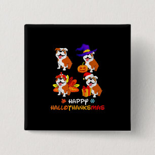 Macaron Carré 5 Cm Bulldog Halloween Et Joyeux Noël Happy Hallot
