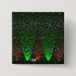 Macaron Carré 5 Cm Bulles montantes Insigne vert/rouge