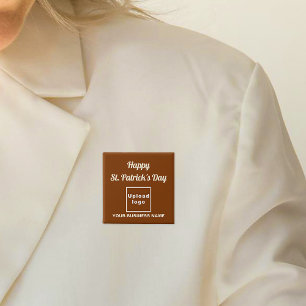 Macaron Carré 5 Cm Business Saint Patrick Salutation sur Carré Brown