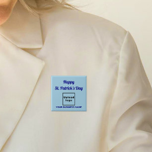 Macaron Carré 5 Cm Business St Patrick Salutation sur Carré bleu clai