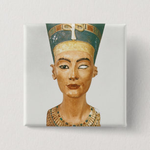 Macaron Carré 5 Cm Buste de la Reine Nefertiti, vue de face, du
