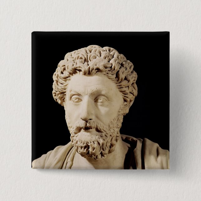 Macaron Carré 5 Cm Buste de Marcus Aurelius (Devant)