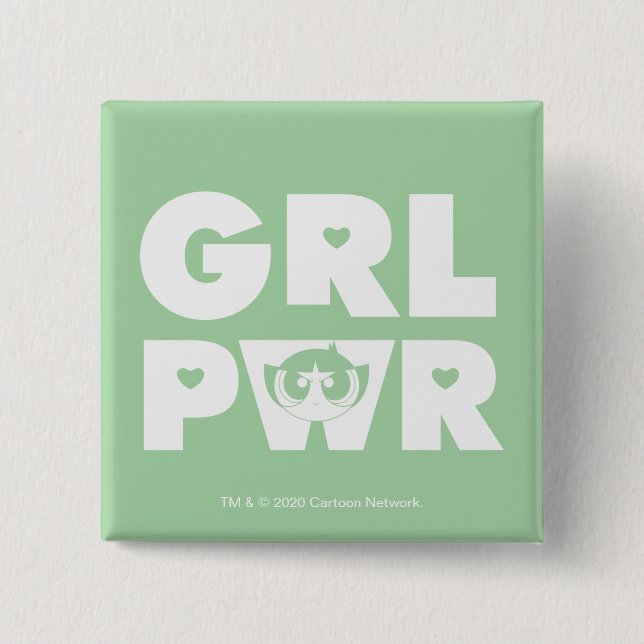 Macaron Carré 5 Cm Buttercup : Girl power (Devant)