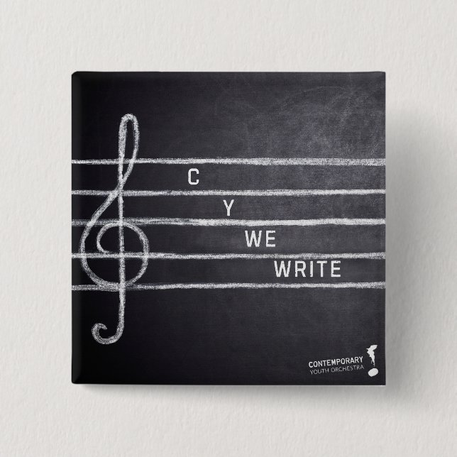 Macaron Carré 5 Cm C Y We Write Button Pin (Devant)