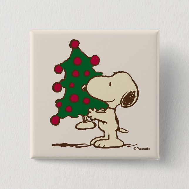 Macaron Carré 5 Cm cacahuètes | Snoopy Christmas Tree (Devant)