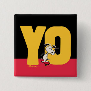 Macaron Carré 5 Cm cacahuètes   Snoopy YO Skateboard