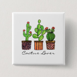 Macaron Carré 5 Cm Cactus mignon d'aquarelle dans des pots