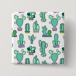 Macaron Carré 5 Cm Cactus vert en bon état et motif succulent de