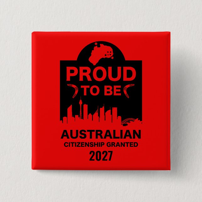 Macaron Carré 5 Cm Cadeau de citoyenneté australienne (Devant)
