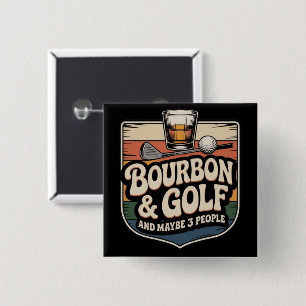 Macaron Carré 5 Cm Cadeau drôle de papa golfeur de bourbon vintage