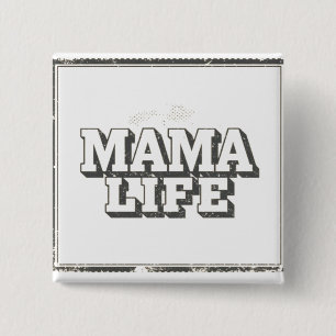 Macaron Carré 5 Cm Cadeau minimaliste "Mama Life" en détresse pour ma