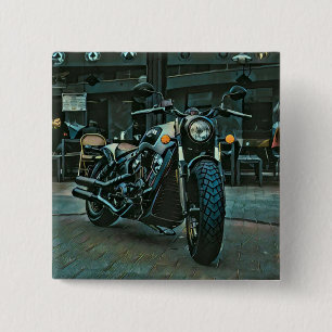 Macaron Carré 5 Cm cadeau motocyclette rétro