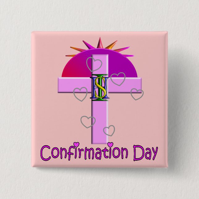 Macaron Carré 5 Cm Cadeaux catholiques de jour de confirmation pour (Devant)