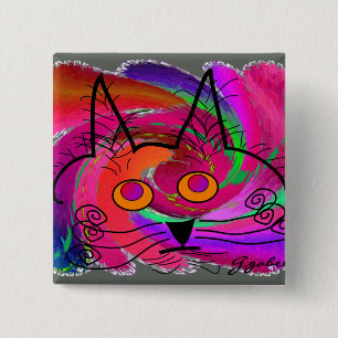 Macaron Carré 5 Cm Cadeaux d'art abstrait d'amoureux de les chats