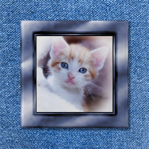 Macaron Carré 5 Cm Cadre Photo Faux Ombré Bleu Ardoise