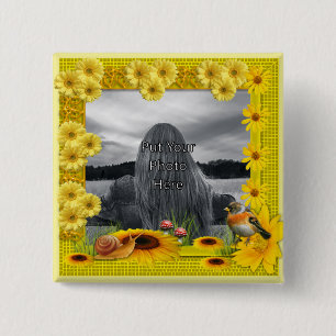 Macaron Carré 5 Cm Cadre photo Sunshine Yellow Sunflower