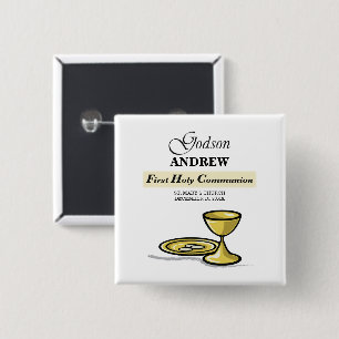 Macaron Carré 5 Cm Calice de première communion personnalisable pour