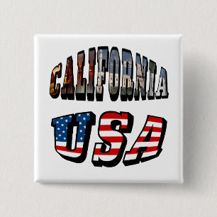 Macaron Carré 5 Cm California Picture and USA Flag Text