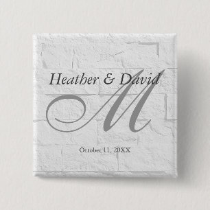 Macaron Carré 5 Cm Calligraphie de monogramme de mariage sur mur de b