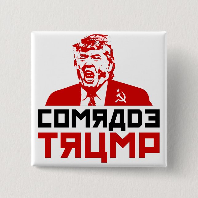Macaron Carré 5 Cm CAMARADE TRUMP " de bouton" d'Anti-Atout " (Devant)