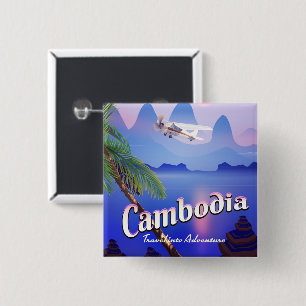 Macaron Carré 5 Cm Cambodge 'Voyagez dans l'aventure'