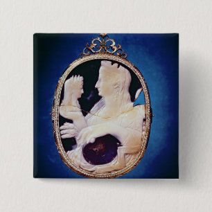 Macaron Carré 5 Cm Camée de Sardonyx soutenant le profil de Livia