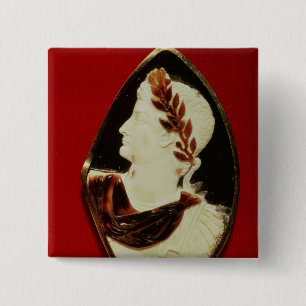 Macaron Carré 5 Cm Camée de Sardonyx soutenant le profil de Tiberius