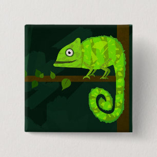 Macaron Carré 5 Cm Caméléon mignon vert