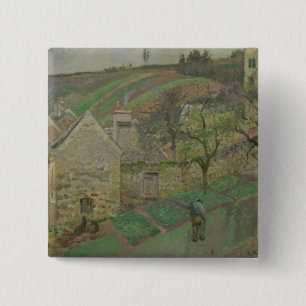 Macaron Carré 5 Cm Camille Pissarro Hillside de l'ermitage, Pont