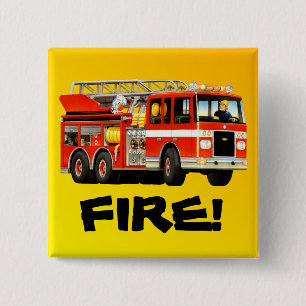 Macaron Carré 5 Cm Camion de pompiers