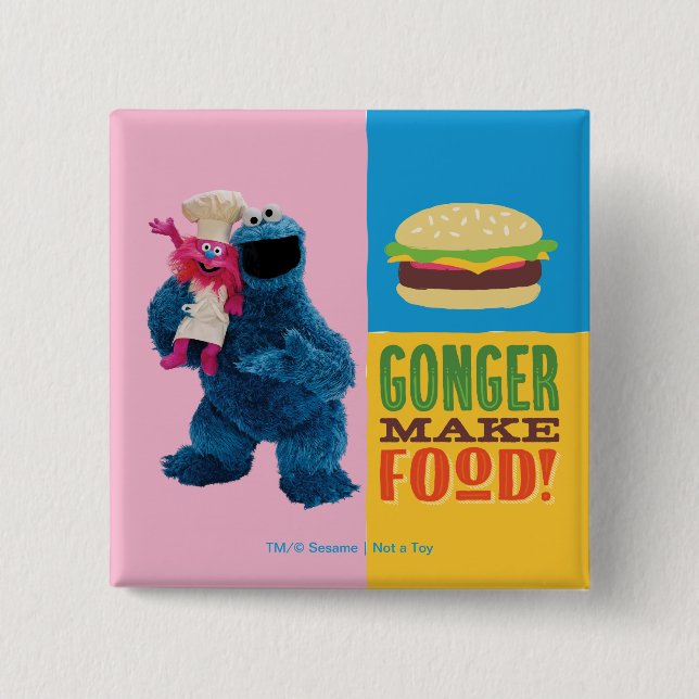 Macaron Carré 5 Cm Camion fourré de Cookie Monster | Gonger Make Food (Devant)