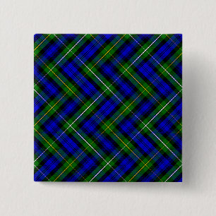 Macaron Carré 5 Cm Campbell tartan bleu vert plaid