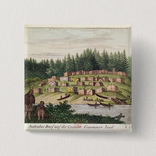 Macaron Carré 5 Cm Campement indien sur l'île de Quadra