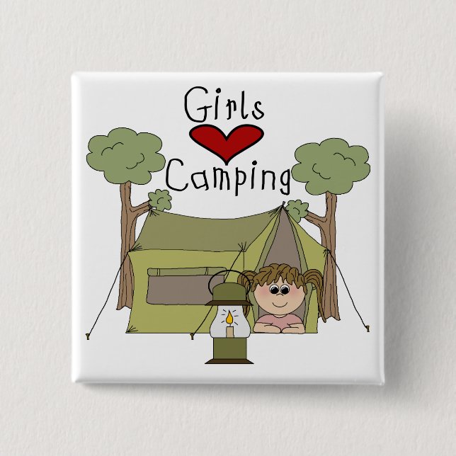 Macaron Carré 5 Cm Camping d'amour de filles (Devant)