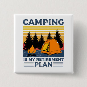 Macaron Carré 5 Cm Camping est mon plan de retraite Drôle camping Cad