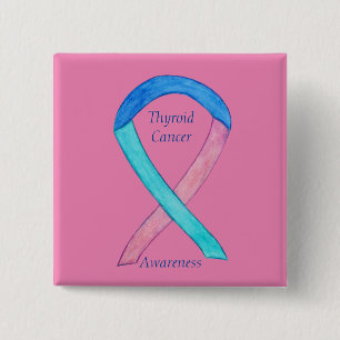Macaron Carré 5 Cm Cancer de la thyroïde Sensibilisation personnalisé