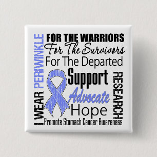 Macaron Carré 5 Cm Cancer de l'estomac Je porte Périwinkle Ribbon TRI