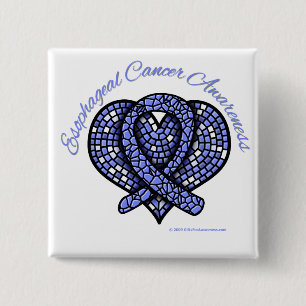 Macaron Carré 5 Cm Cancer de l'oesophage Mosaic Coeur Ruban