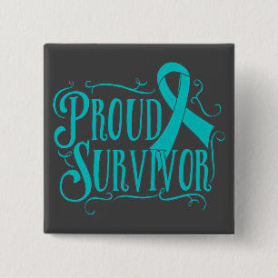 Macaron Carré 5 Cm Cancer de l'ovaire Fier Survivant
