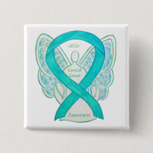 Macaron Carré 5 Cm Cancer du col de l'utérus Sensibilisation Turquois