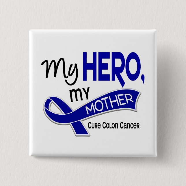 Macaron Carré 5 Cm Cancer du colon MON HÉROS MA MÈRE 42 (Devant)
